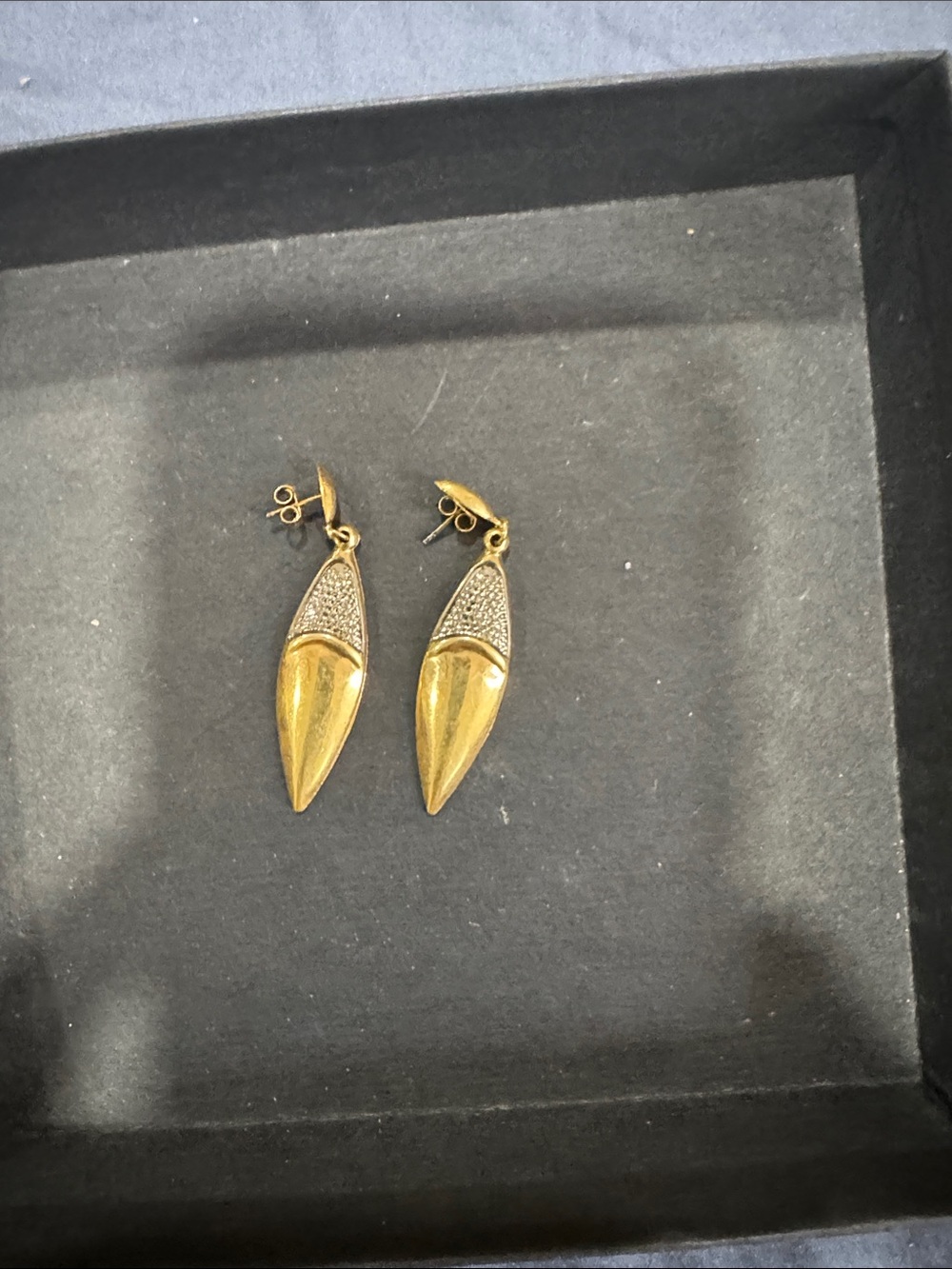 Gold-Tone Drop Earrings with Pave Accent - Women Jewelry 925